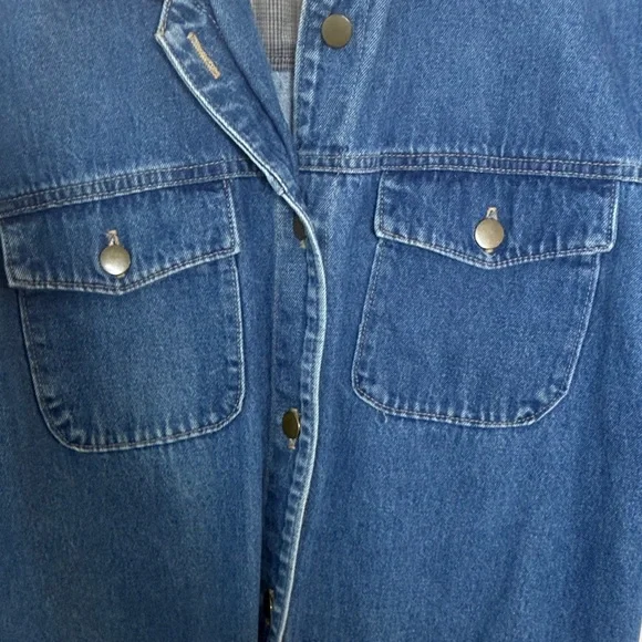 Made in USA Denim Jacket Corduroy Collar Cuffs Women’s Large Cropped Size L - Picture 7 of 16